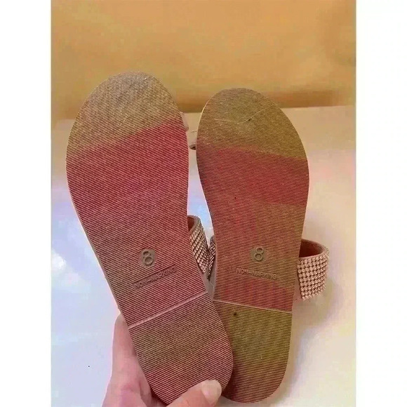 Shade & Shore Women's Embellished Rhinestone Slide Sandals Tan Size 8 - Picture 4 of 4